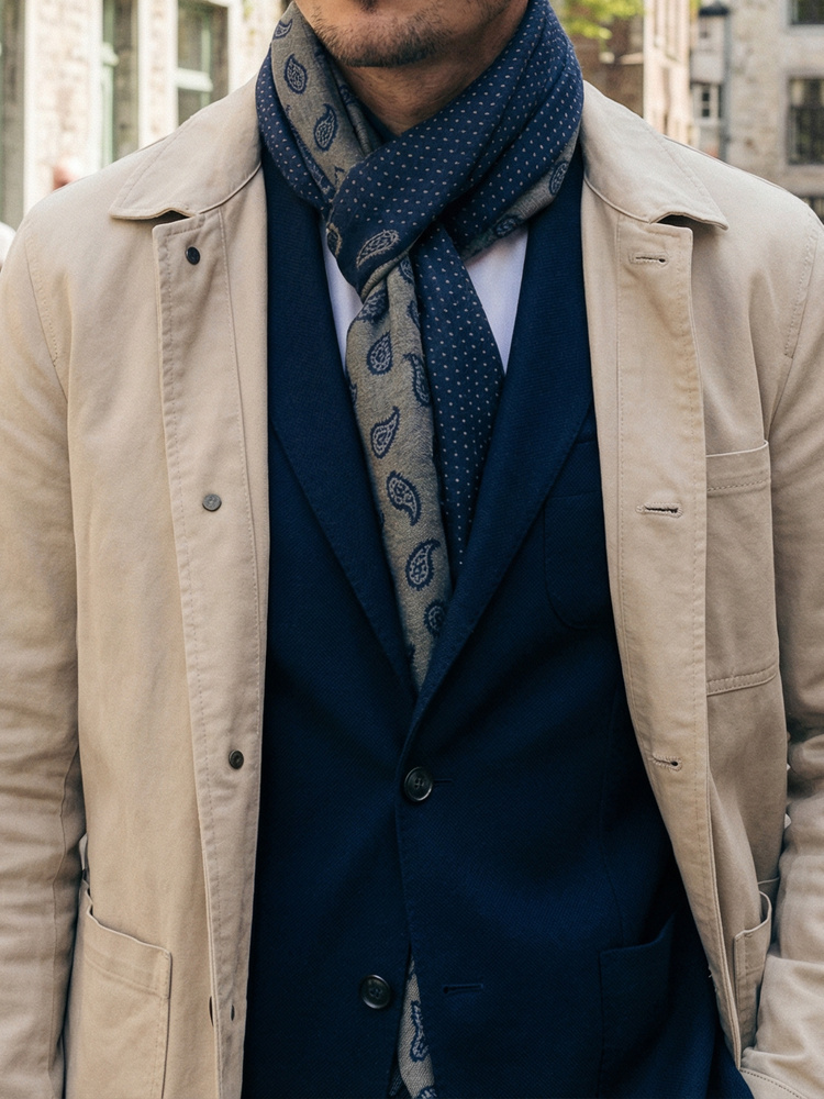 Italienischer Schal Trento aus Baumwolle und Seide