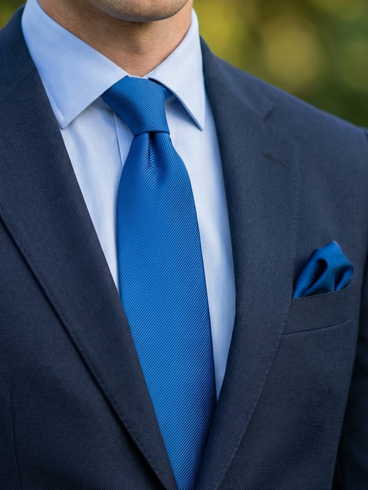 Blaue Krawatte & Einstecktuch