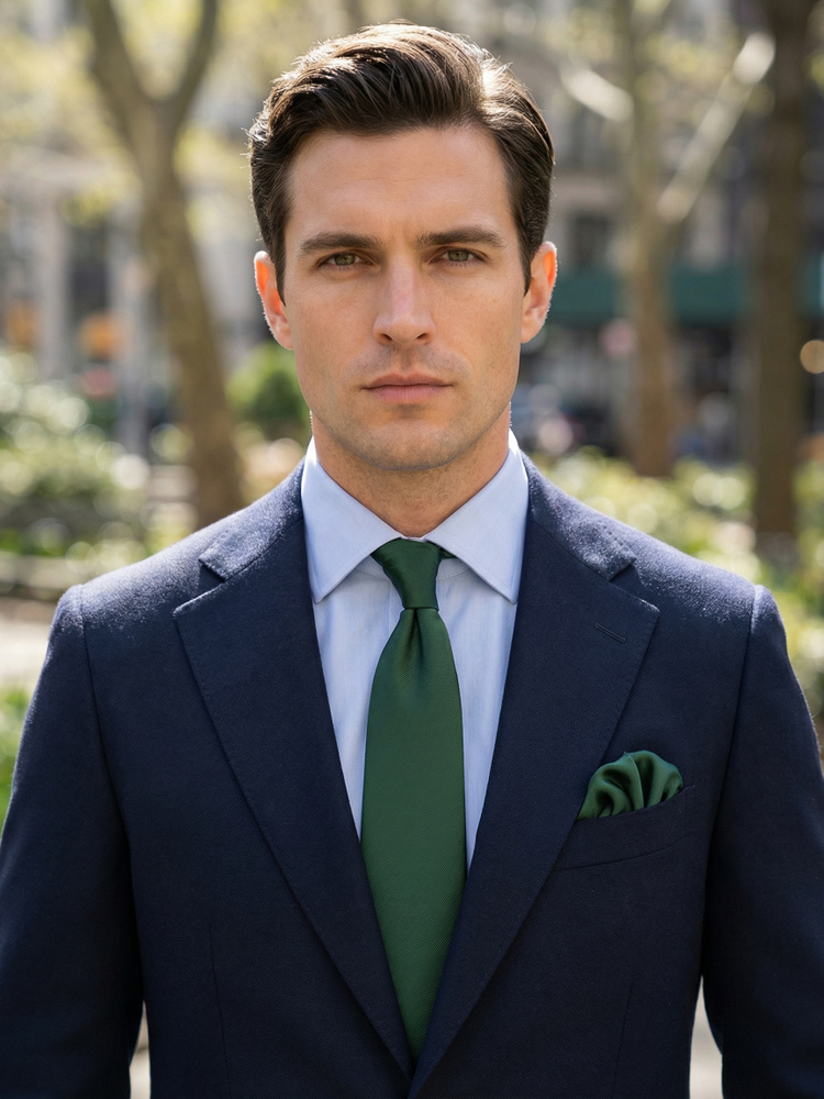 Dark green tie & hanky