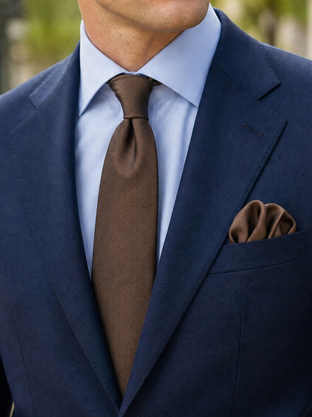 Dark brown tie & hanky