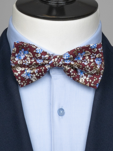 Burgundy floral bow tie