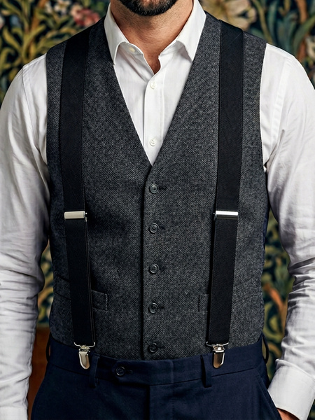 BRETTELE&BRACES メンズサスペンダー 結婚式　ブラック イタリア製 Black braces clip-on - Shop online | Scottsberry