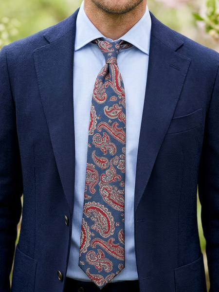 Mørkeblått paisley slips Rocca