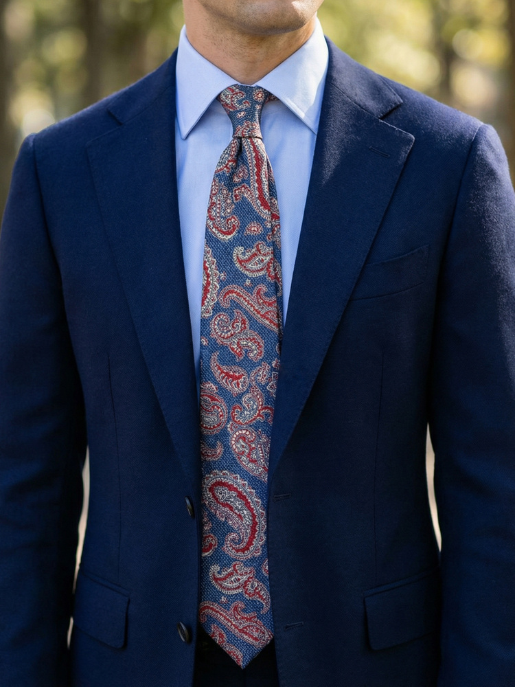 Navy paisley tie Rocca