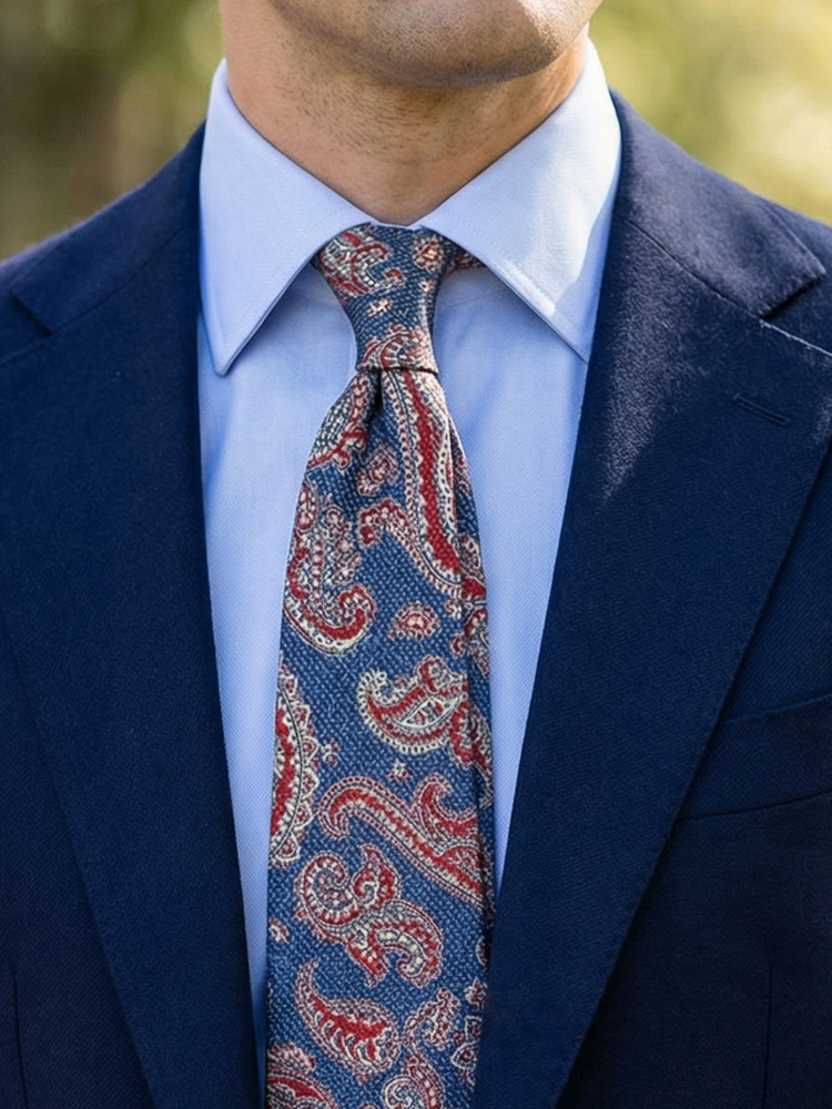Navy paisley tie Rocca