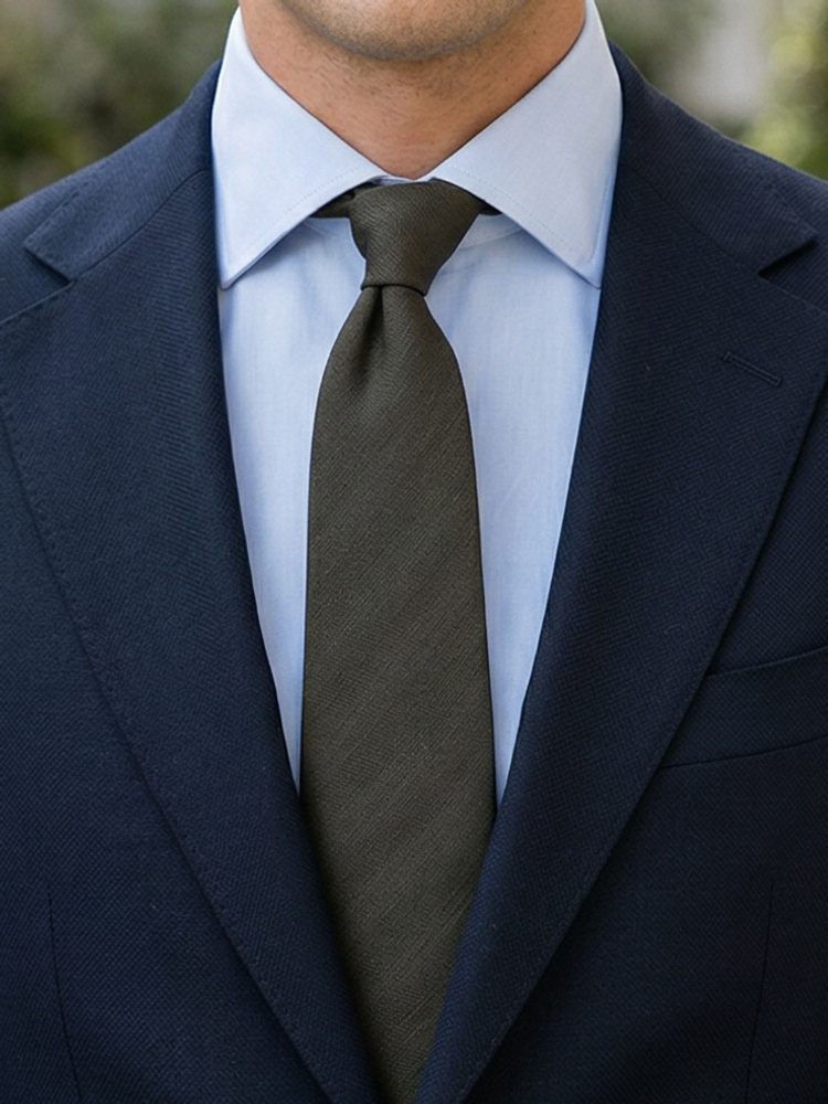 Green tie Herringbone
