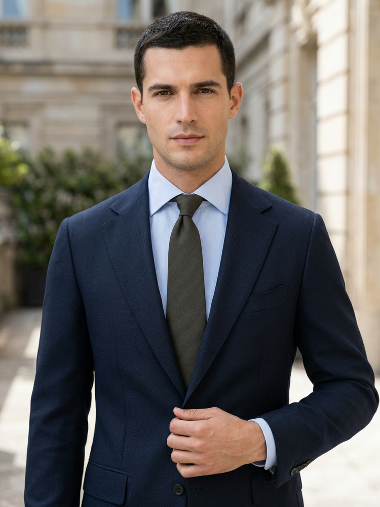 Green tie Herringbone