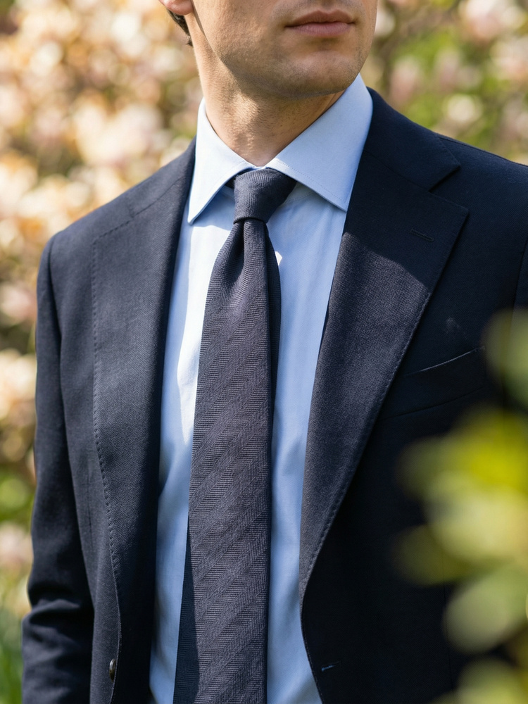 Blåt slips Herringbone