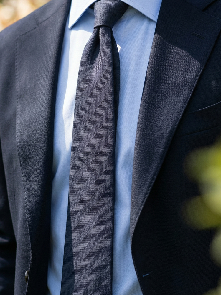 Blåt slips Herringbone