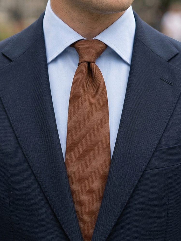 Brown tie Herringbone