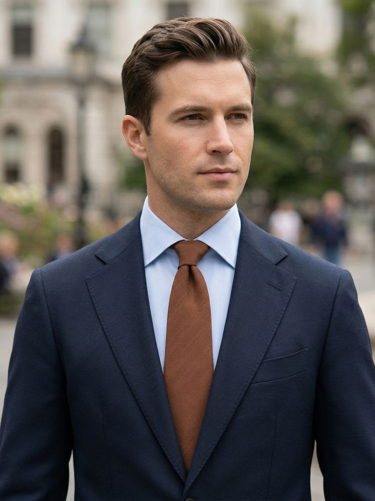 Brown tie Herringbone