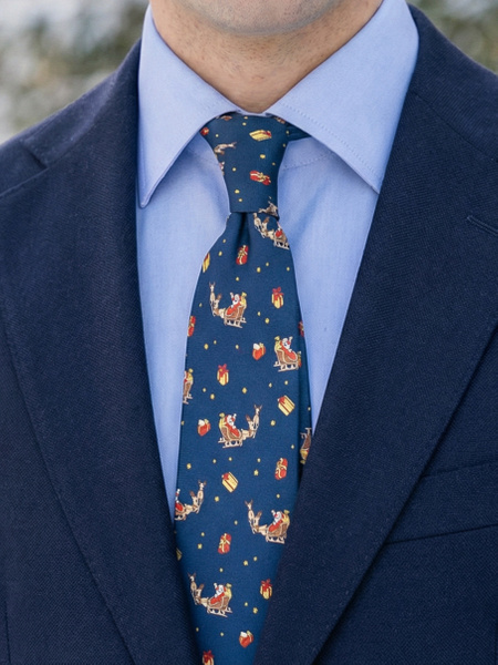 Navy Christmas tie