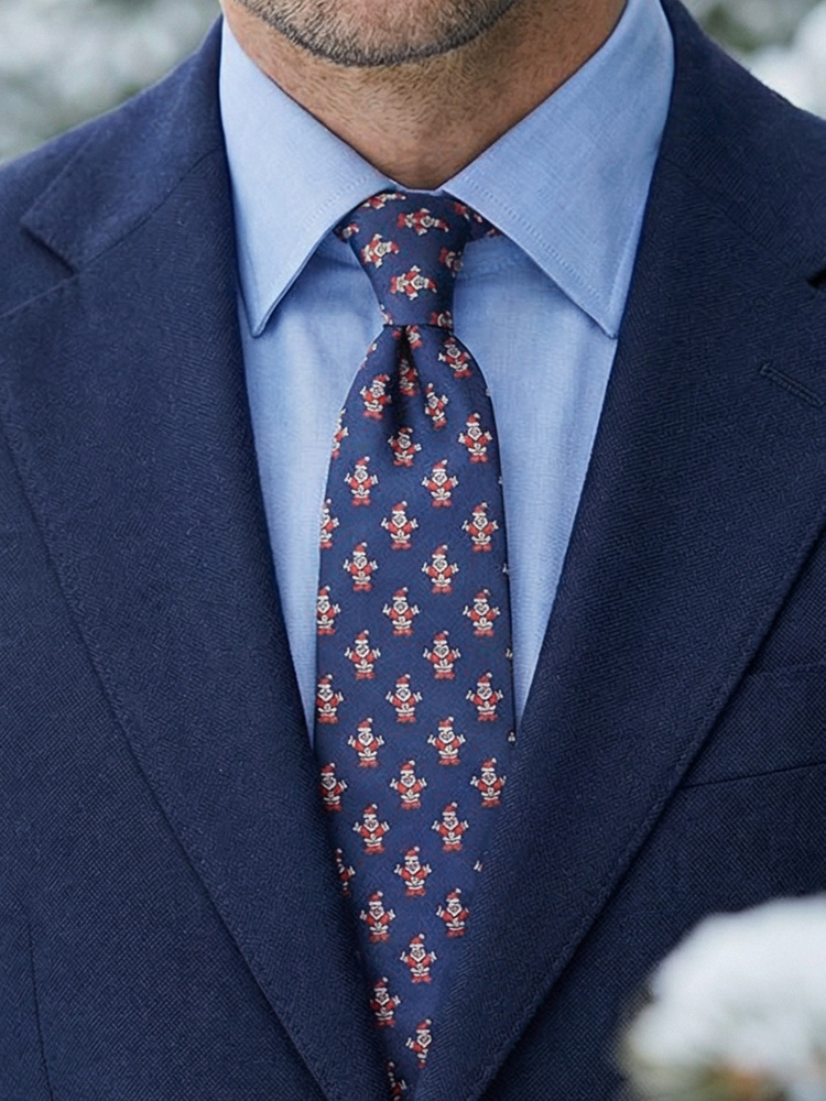 Navy Christmas tie Santas