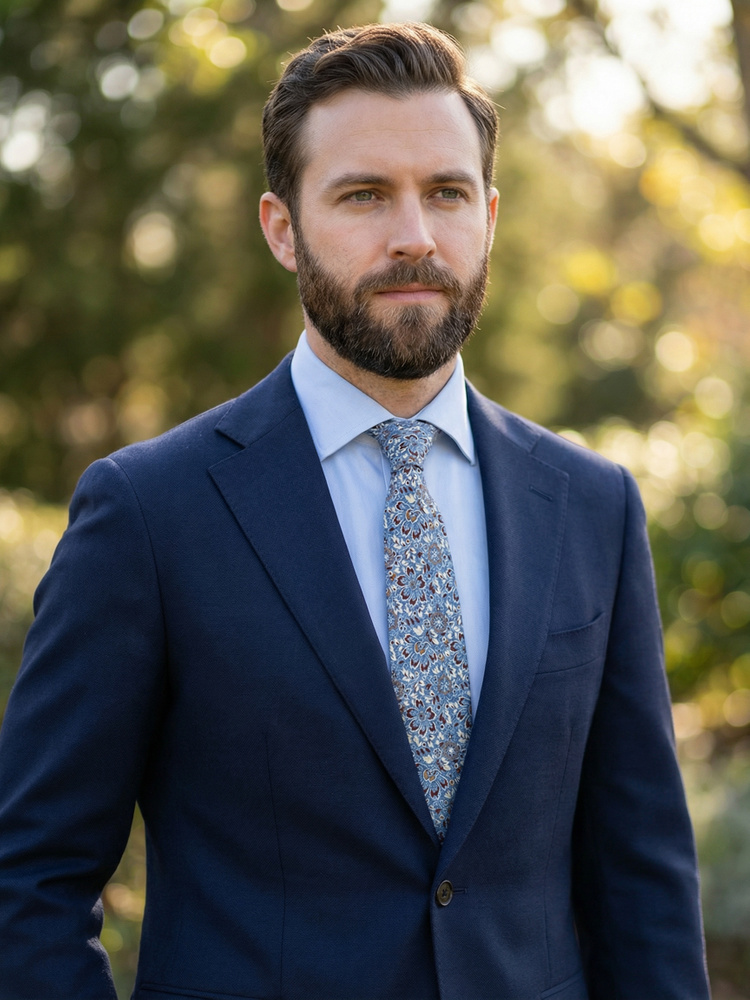 Light blue floral tie Fiori