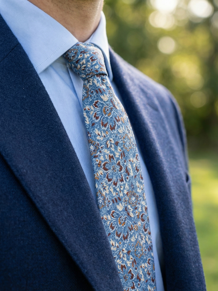 Light blue floral tie Fiori