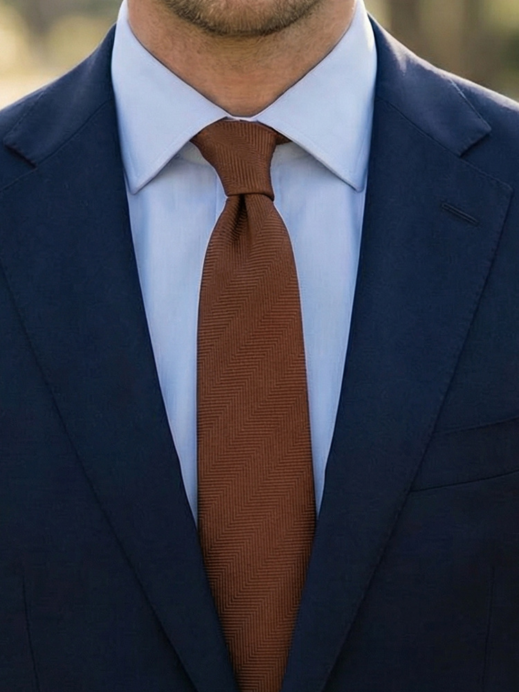 Smalt brunt slips herringbone