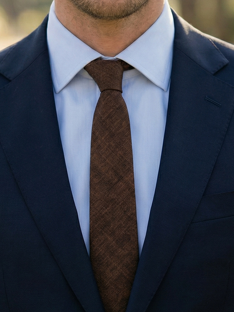 Тясна тъмнокафява вратовръзка на рибена кост