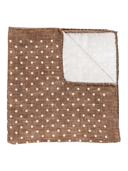 Kapesníček do saka hnědý s puntíky