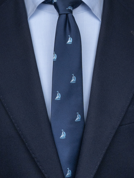 Navy tie Sailboats