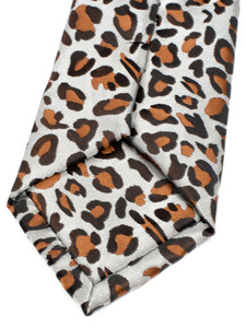 Silver leopard tie - Polyester - Buy online