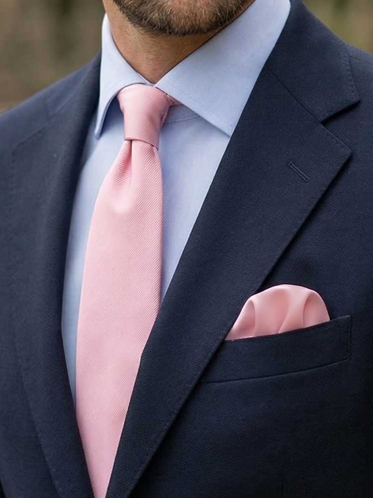 Ljusrosa slips & näsduk