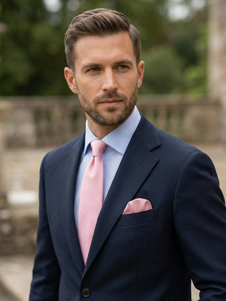 Ljusrosa slips & näsduk