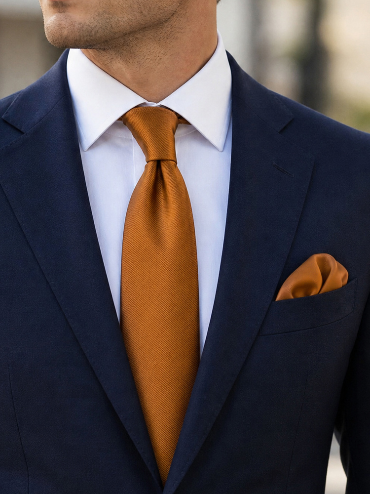 Brown tie & hanky