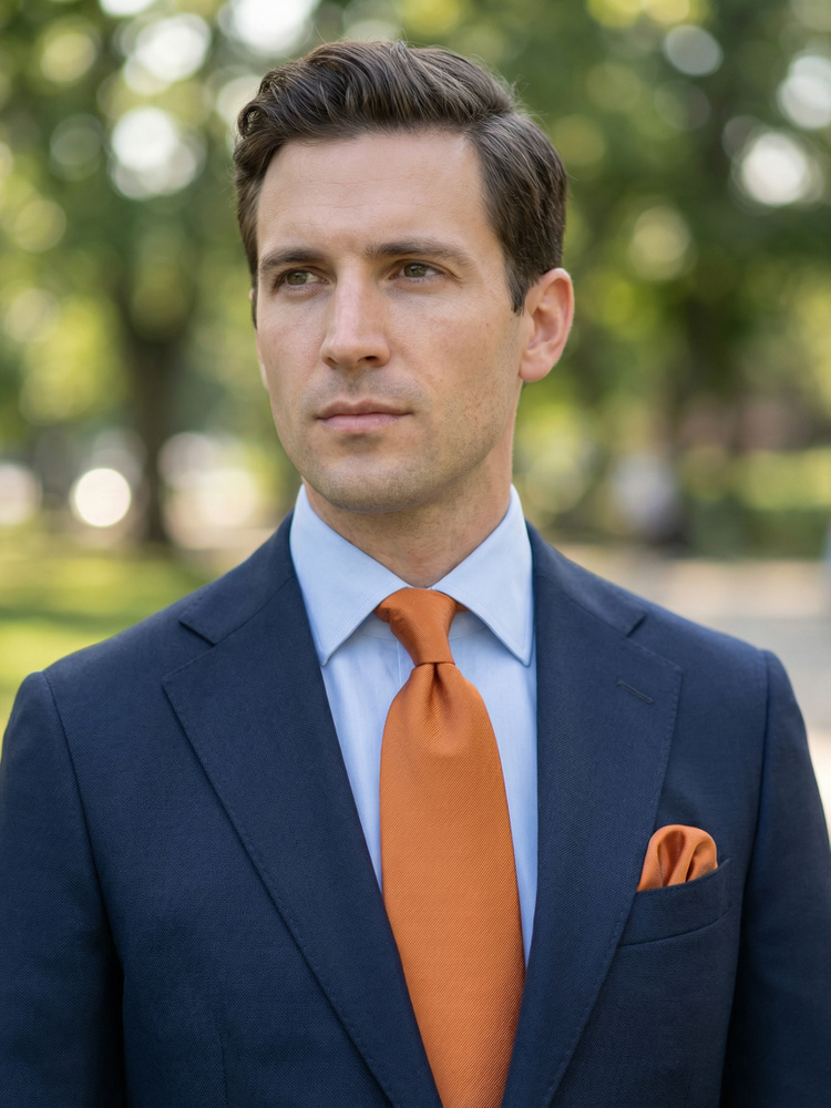 Rust orange tie & hanky