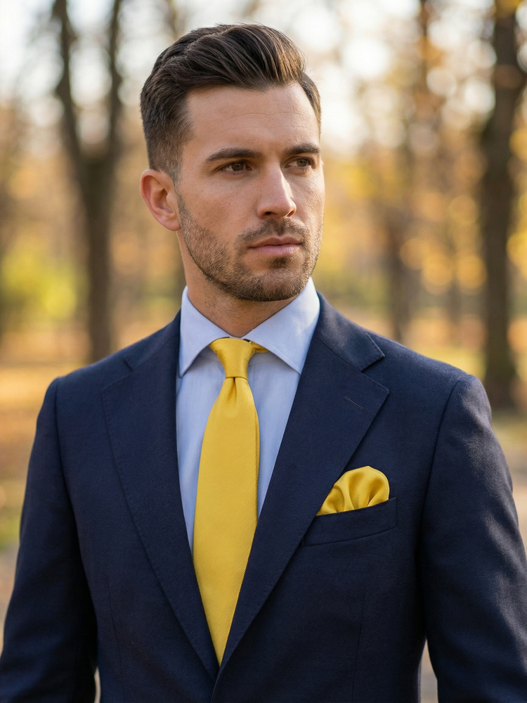 Mustard yellow tie & hanky