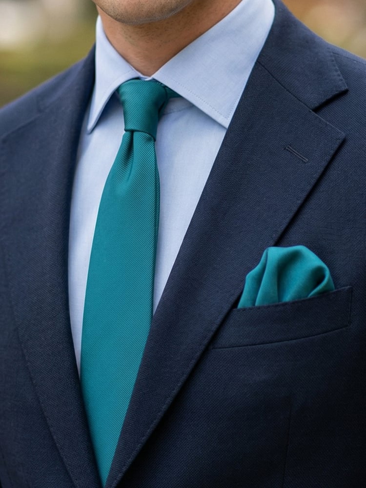 Τιρκουάζ γραβάτα και μαντήλι τσέπης