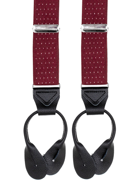 Burgundy dotted braces with button fastening | Scottsberry