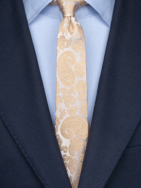 Skinny beige paisley tie