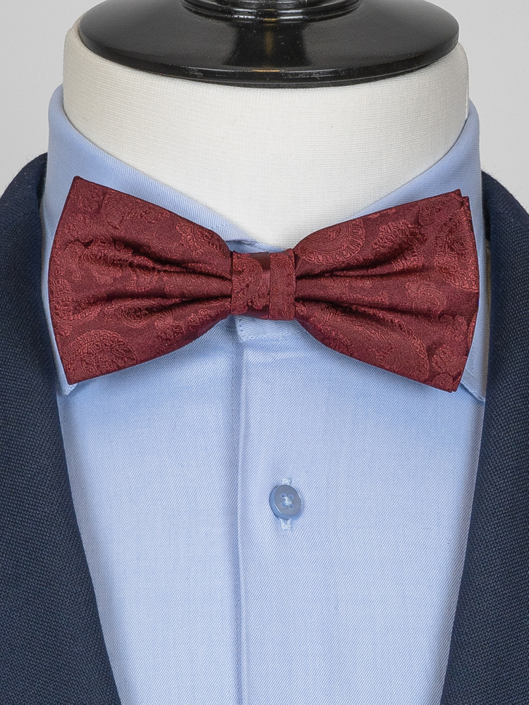 TigerTie Papillon In Seta Paisley Lavorato – Colore Borgogna, Regolabile (30-52 Cm) Con Nastro Coordinato, In Box Regalo