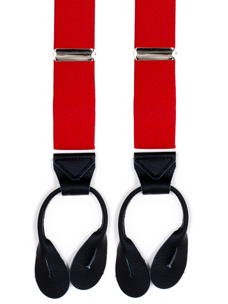 Red braces with button fastening