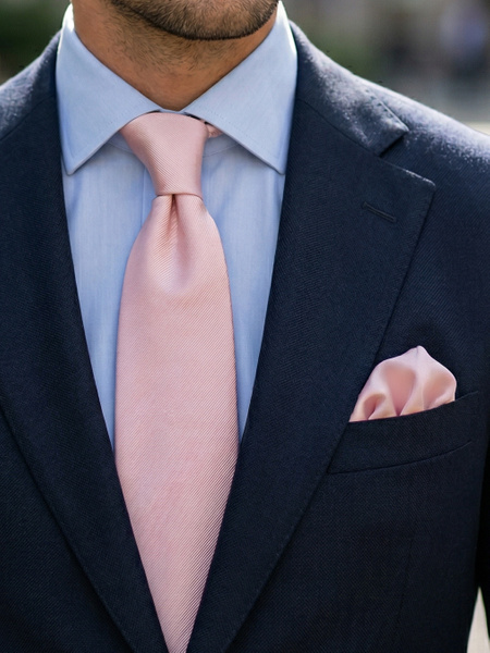 Extra ljusrosa slips & näsduk