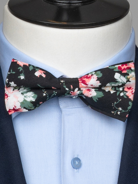 Black floral bow tie