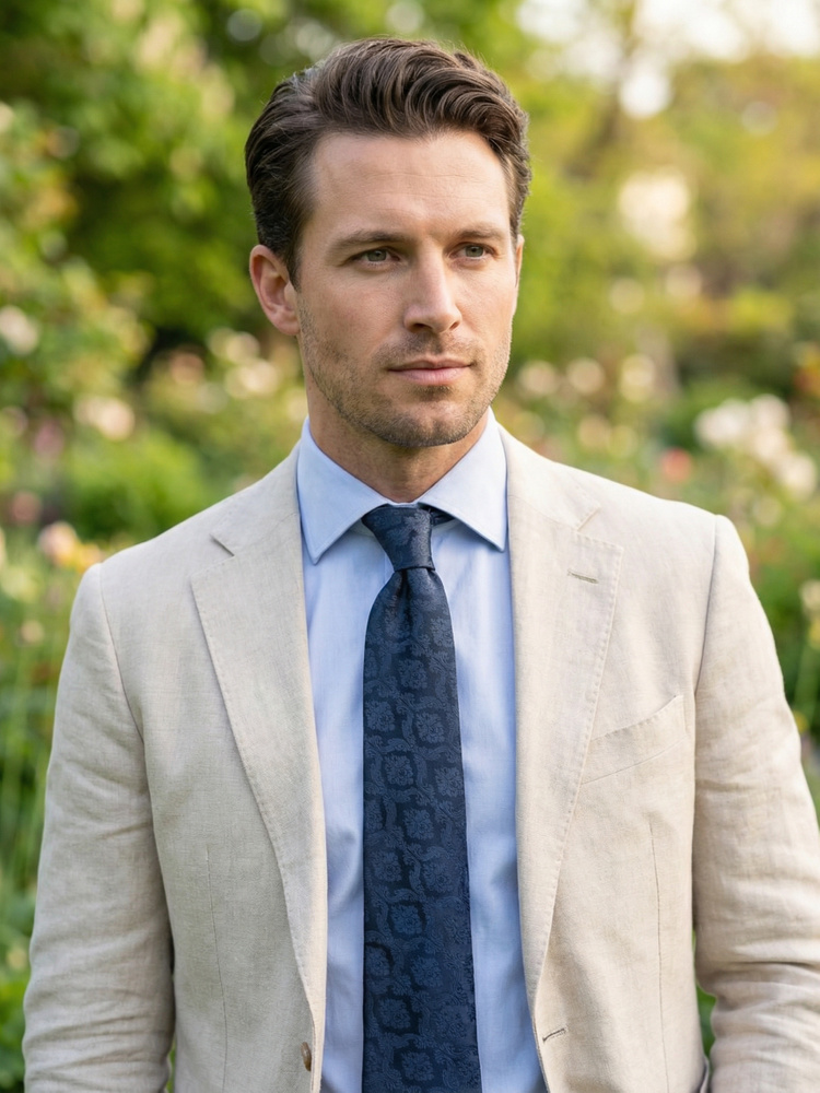 Mörkblå slips Damask