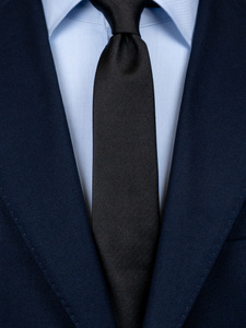 Skinny black tie & hanky 100% silk - Buy online