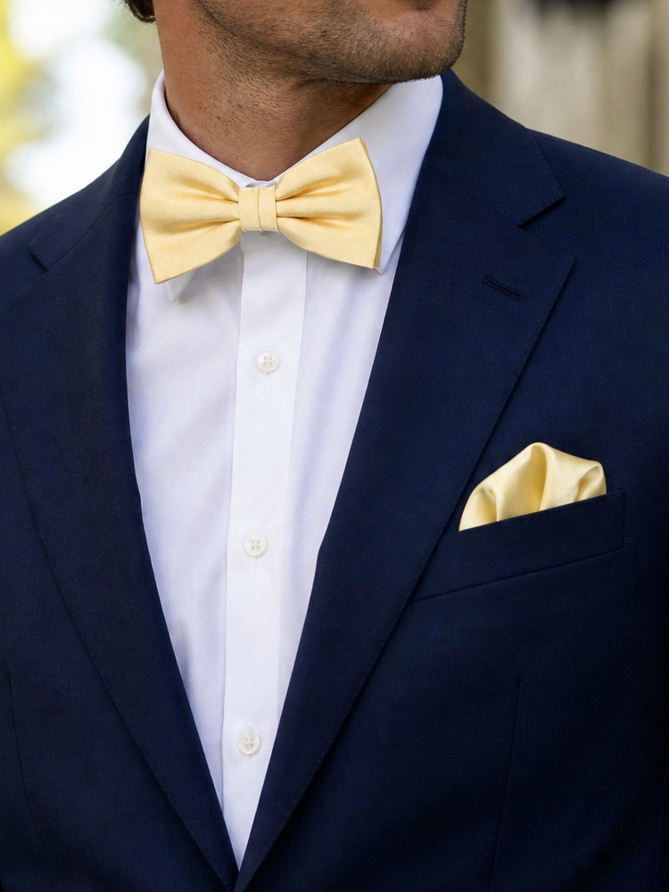 Light yellow bow tie & hanky