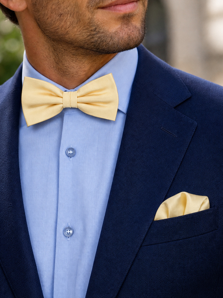 Light yellow bow tie & hanky