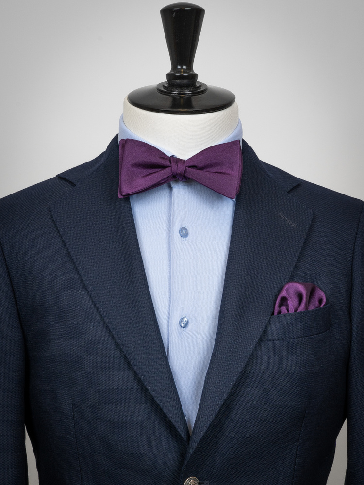 thumbnail image 2 of HISDERN Men's Red Solid Self Tie Bow Tie & Pocket Square Set, Classic Formal Satin Bowties Solid Pocket Square Set 2 of 14
