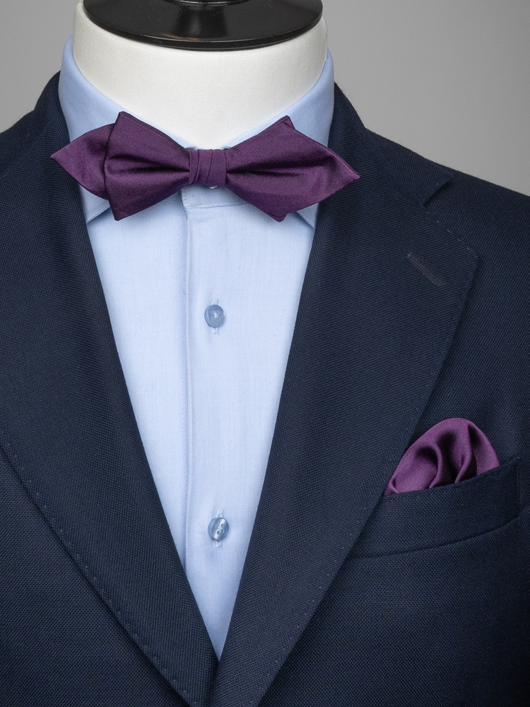 thumbnail image 2 of HISDERN Men's Red Solid Self Tie Bow Tie & Pocket Square Set, Classic Formal Satin Bowties Solid Pocket Square Set 2 of 14