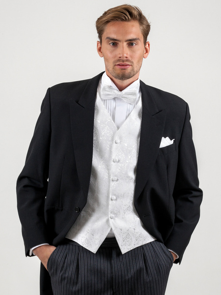 White waistcoat Oscar + bow tie + hanky