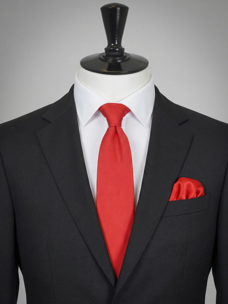 Cravatta corallo scuro & pochette da taschino