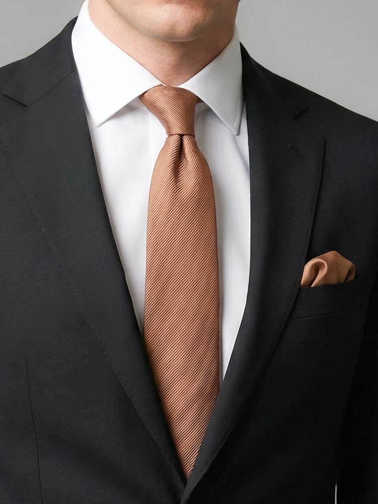 Světle hnědá kravata & kapesníček do saka