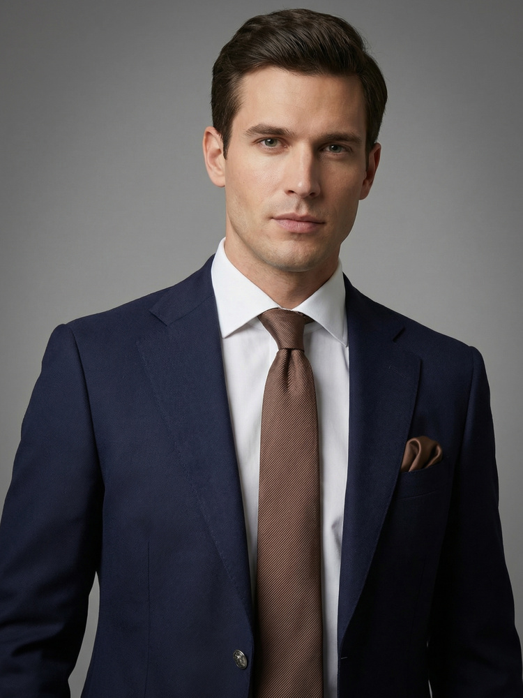 Sötétbarna nyakkendő & díszzsebkendő