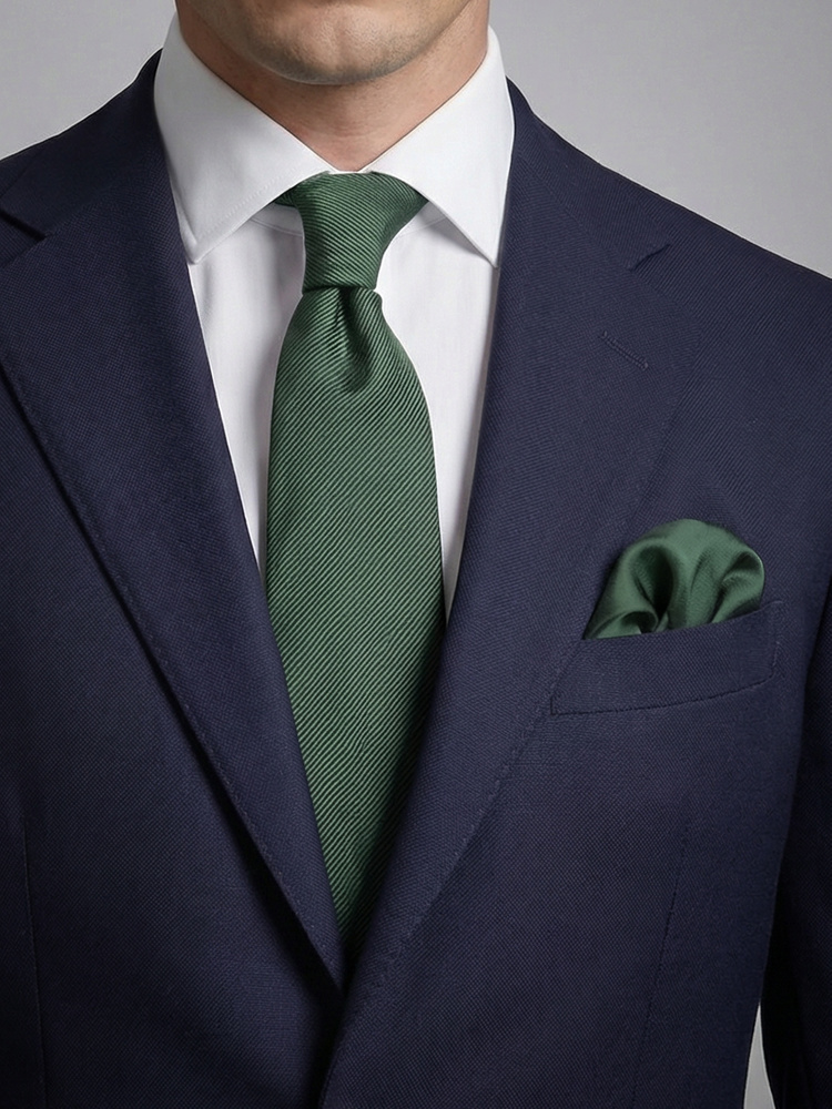 Cravatta verde scuro & pochette da taschino