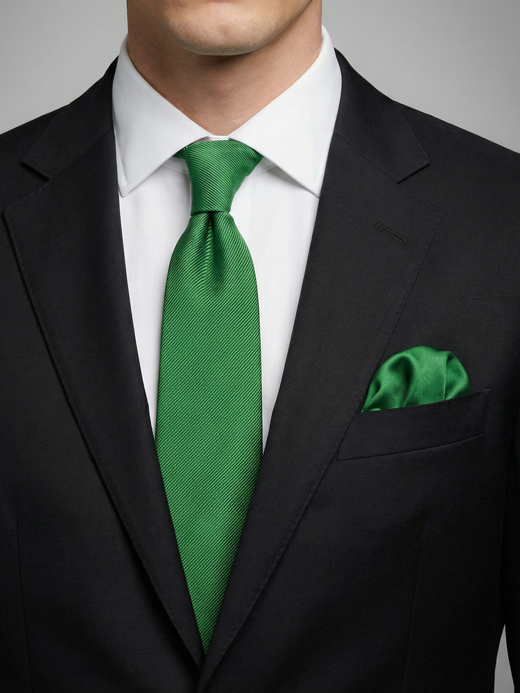 Zöld nyakkendő & díszzsebkendő