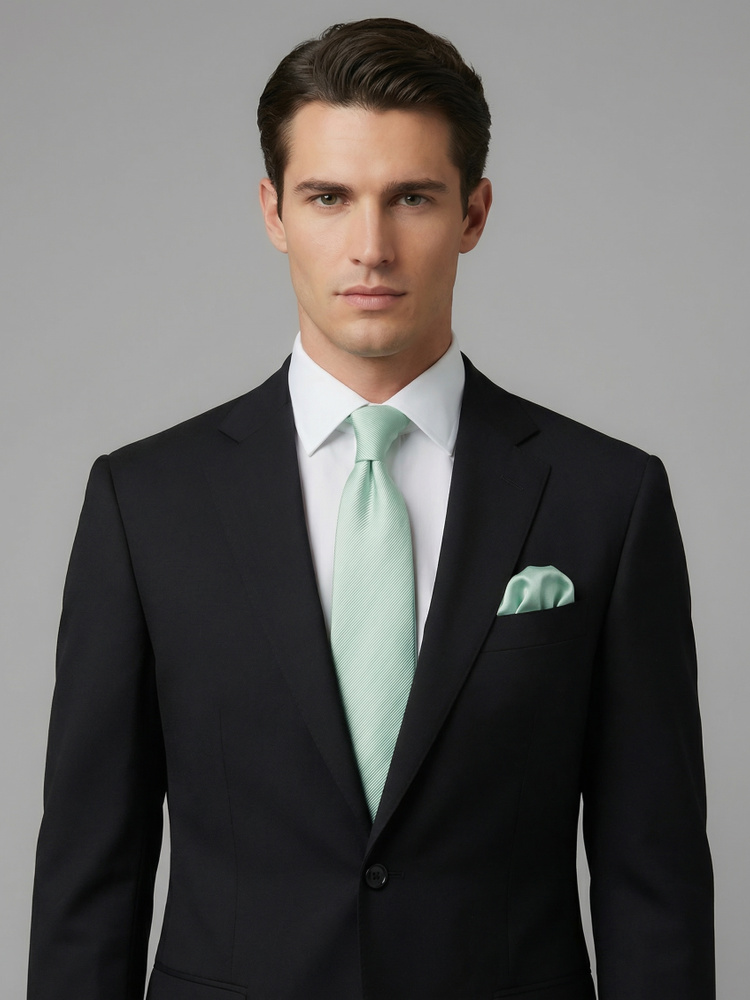 Mintgrüne Krawatte & Einstecktuch