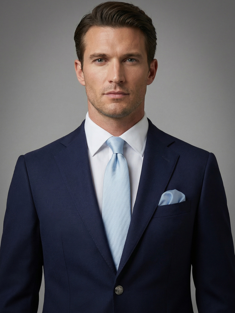 Very light blue tie & hanky